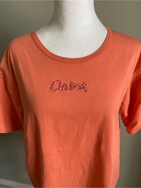 Curves Coral Crewneck Tee Size L 100% Cotton